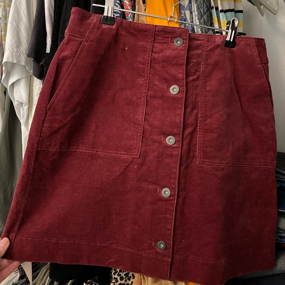 Red corduroy skirt